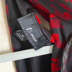 B Wear Byer California Silver Polka Dot Red And Black Sleeveless Ruffled Tank